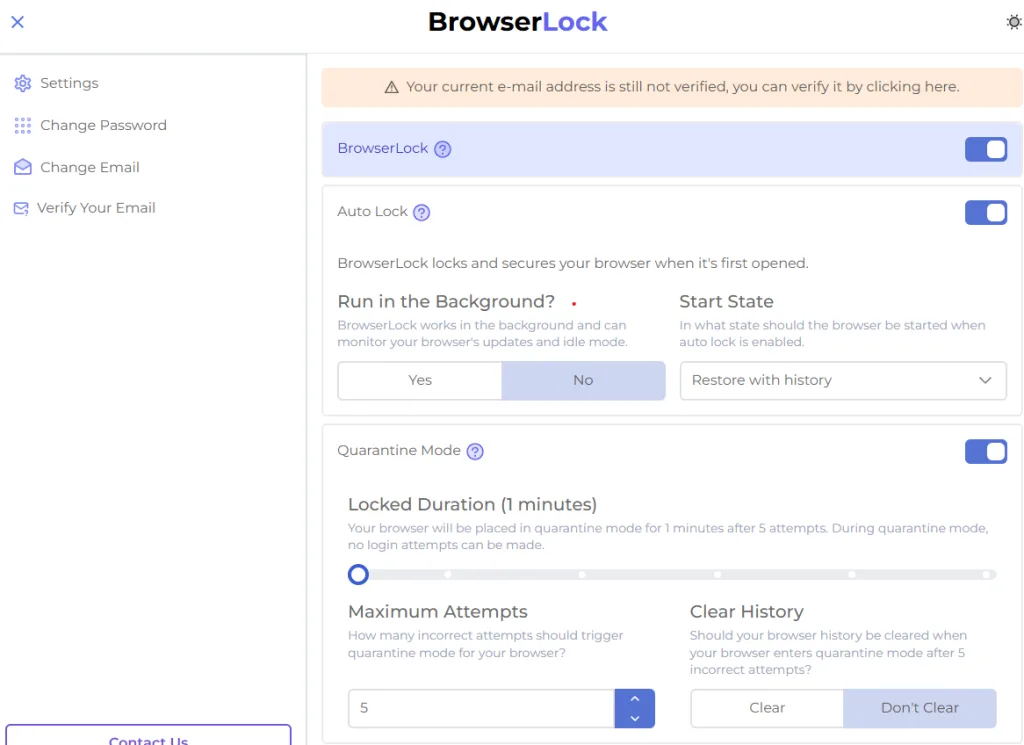 設定画面は有効/無効を切り替えるくらい
