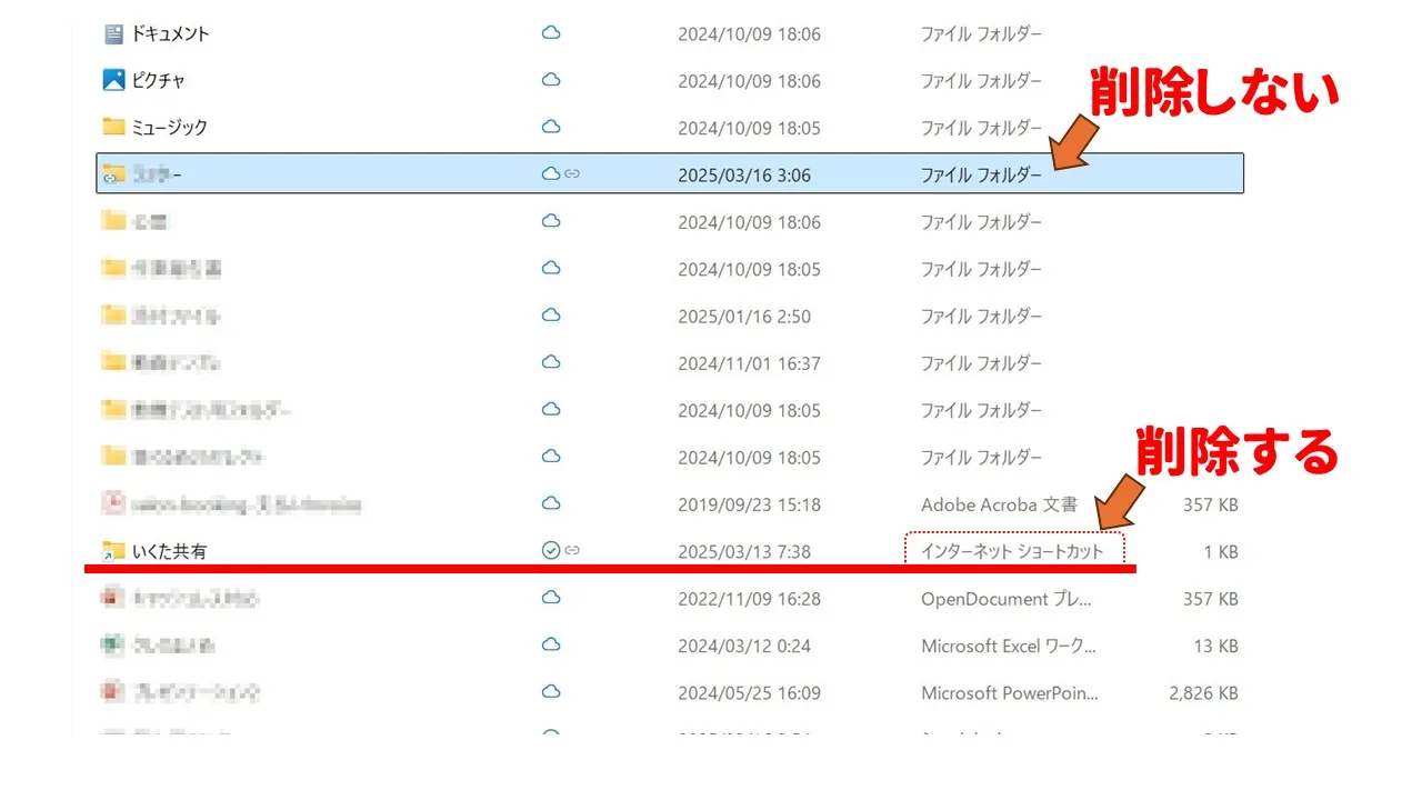 インターネットショートカットの方を削除